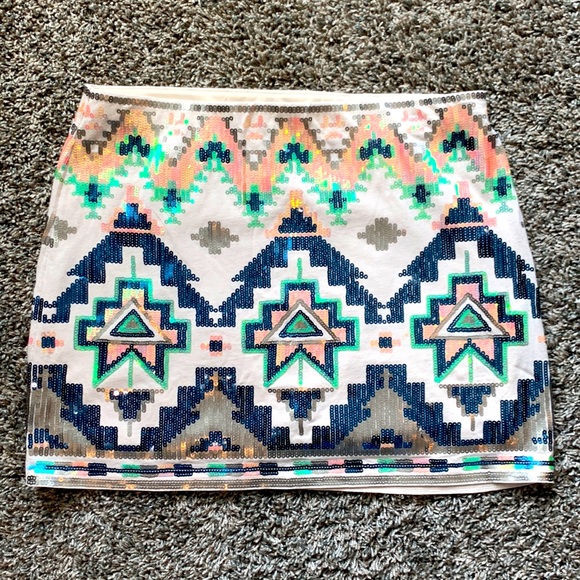 Express Dresses & Skirts - Express Aztec sequin mini skirt SZ S